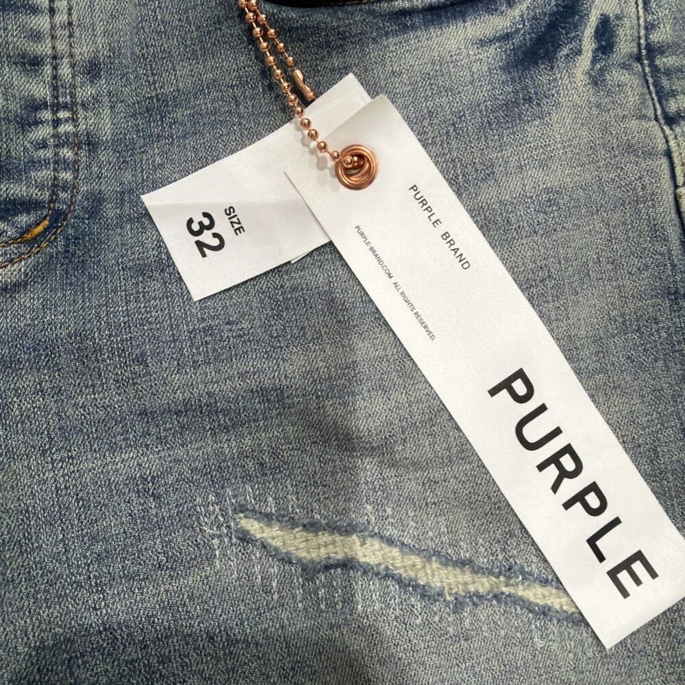 Purple Brand Jeans P001 Light Blue Vintage Skinny Distressed P001-LBVR524 Sz 32 - Picture 4 of 10